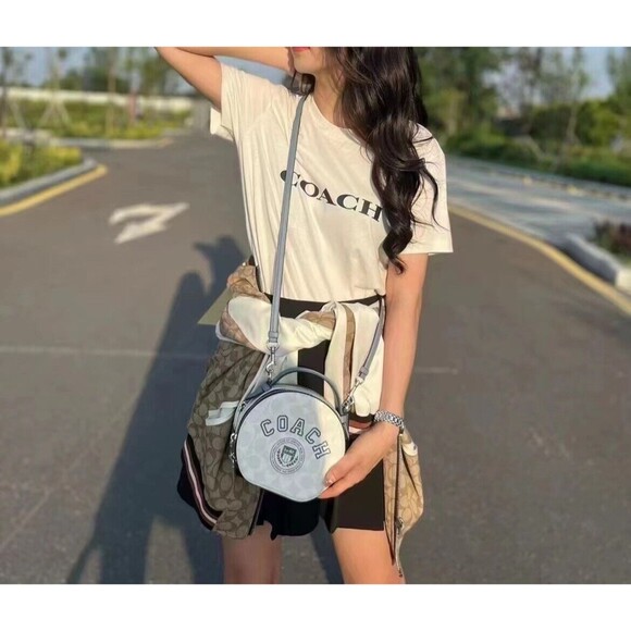 Coach CB870 Canteen Crossbody In Signature Canvas Varsity Motif Chalk Indigo NWT - Picture 9 of 12